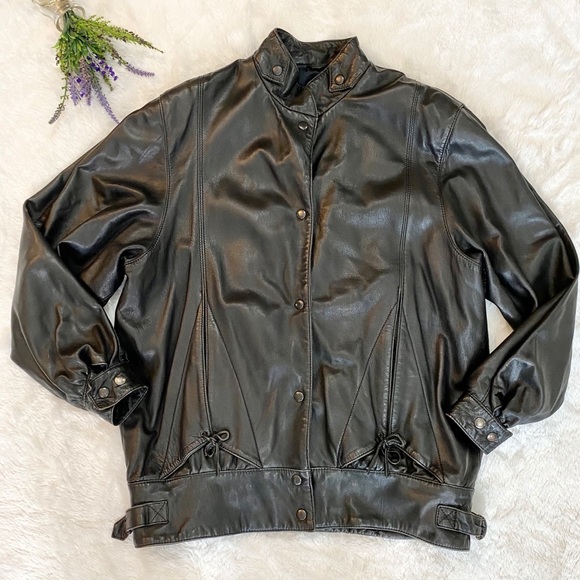 VINTAGE 80s Soft Supple Black Leather Jacket - Picture 2 of 11